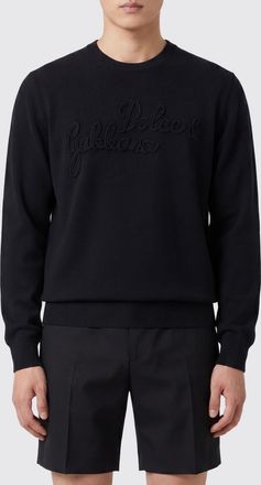 Dolce & Gabbana Maglia girocollo in pura lana vergine nera con logo lettering