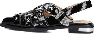 Steve Madden Gari Slingback Platte Sandalen - Dames - Sandalen - Zwart - 39 EU - Schoenen