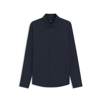 BOSS Slim-fit shirt in stretch melange cotton