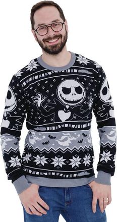 Disney Nightmare Before Christmas Holiday Sweater in Jack Skellington Black at Nordstrom, Size Xx-Large