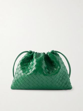 Bottega Veneta Pochette In Pelle Con Motivo Intrecciato - Verde