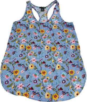 Aqua Womens Floral Racerback Tank Top In Blue