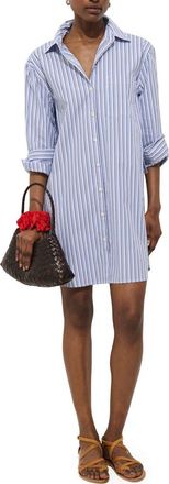 Alex Mill Florence Stripe Long Sleeve Cotton Shirtdress in Blue Multi Stripe at Nordstrom, Size X-Large