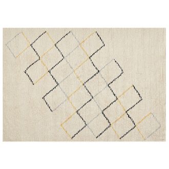 Beliani Alfombra De Algod&oacute;n Beige Claro Negro Amarillo 160 X 230 Cm A Mano Geom&eacute;trico Tezpur