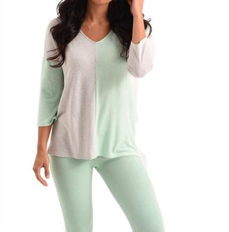 French Kyss Penelope 2 Tone Kashmira Sweater In Gray/mint