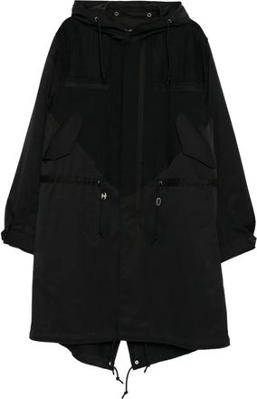 Undercover drawstring hooded coat - men - Wool/Polyester/Nylon/Polyurethane - 3 - Black