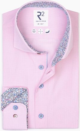 R2 Mens R2 LONG SLEEVED SHIRT PINK CHECK - Size: 46/48