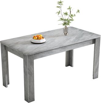 STILVORA Mesa De Comedor En Tablero De Part&iacute;culas Con 4 Patas Robustas, Veta De Madera Y Dise&ntilde;o Moderno - 116&times;65 Cm, Gris