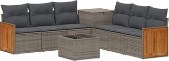 vidaXL Juego De Sof&aacute; 8 Uds. Gris Y Gris Oscuro Rat&aacute;n Sint&eacute;tico Y Acero Vidaxl