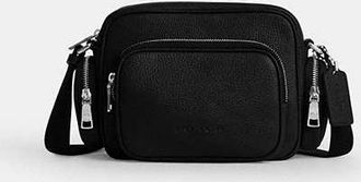 Coach Mens Fletcher Crossbody Bag in Black | Leather