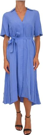 Marella Abito Azzurro - Dames - Shirt Kleedjes - Blauw - S - Linnen - Kleedjes