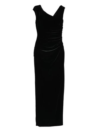Sir. Ettore draped velvet dress - women - Polyester/Polyester/Spandex/Elastane - 1 - Black