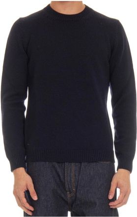 Roberto Collina Blauwe Merino Trui Hoge Kwaliteit - Heren - Ronde hals truien - Blauw - L - Truien & Vesten