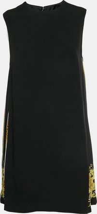 Versace Black Medusa Head Print Crepe And Satin Mini Dress