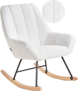 Beliani Mecedora Boucl&eacute; Blanco crema