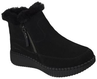 Skechers Winterboots SKECHERS WILSHIRE BLVD-FRESH ZIP, Damen, Gr. 36, schwarz, uni, Veloursleder, Schuhe Winterboots, Boots mit Reissverschluss