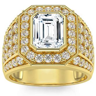 Pompeii3 3Ct Emerald Cut Diamond Mens Ring in White, Yellow or Rose Gold Lab Grown
