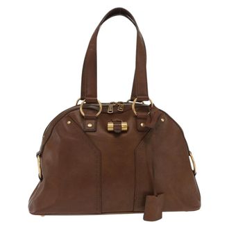 Saint Laurent Muse Dome Bag Leather Brown Leather Handbag (Pre-Owned)