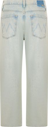 Mother Womens Straight-Leg Jeans Light Blue Cotton