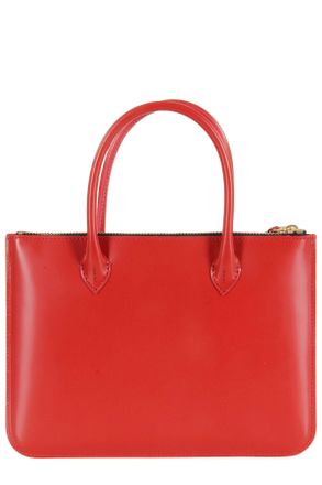 Comme Des Gar&ccedil;ons Red Double-Handle Logo Leather Clutch