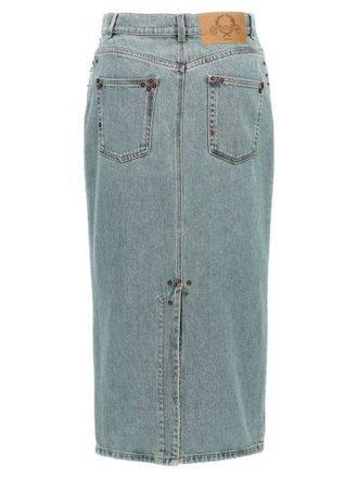 Moschino Rivet-Embellished Denim Skirt - Blue