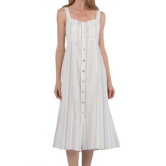 Kut from the Kloth Florie Midi Slip Dress In Blue/cream
