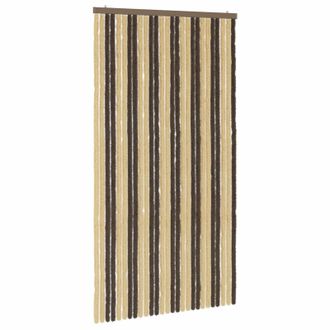 vidaXL Cortina De Insectos De Chenilla Marr&oacute;n Oscuro Y Beige Vidaxl