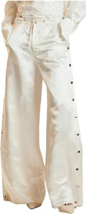 Cynthia Rowley Breakaway Snap Pant - Dames - Wijde Broeken - Wit - M - Polyester - Broeken