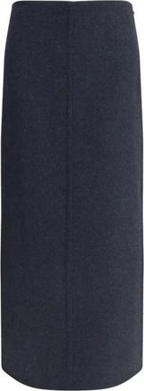Brunello Cucinelli Virgin Wool Midi Rok - Dames - Midirokken - Blauw - S - Rokken