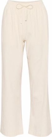 Saint Tropez IJselastische Taille Broek Casual Silhouet - Dames - Wijde Broeken - Wit - M - Katoen - Broeken