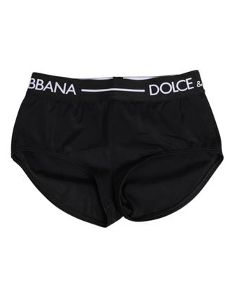 Dolce & Gabbana Womens Black Nylon Logo Waistband Shorts Underwear Elastane