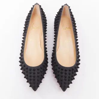 Christian Louboutin Pigalle Spikes Flat flannel studded shoes