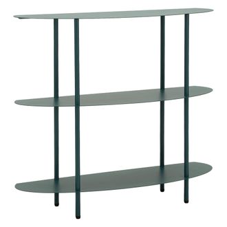 Dmora Consola Gamitimi, 3 Estantes, Color Estante Verde, Tono Estructura Azul Verdoso, 6x31x93h Cm Verde Ottanio