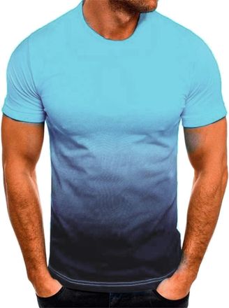 Generic Casual Tshirts Mens Gradient Sports Shirt Shortsleeves Round Collar Sweatshirts Loose Fit Leisure Shirts Comfort Summer Tops Solid Color Lightweight B