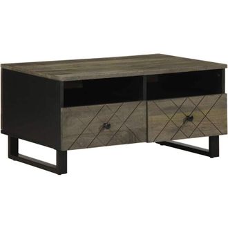 vidaXL Mesa De Centro Madera Maciza De Mango Negra 80x54x40 Cm Vidaxl