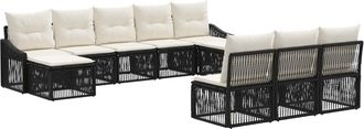 vidaXL Conjunto De Sof&aacute;s De Jard&iacute;n 10 Uds. Negro Rat&aacute;n Sint&eacute;tico Vidaxl