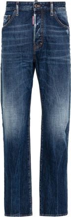 Dsquared2 642 mid-rise straight-leg jeans - men - Cotton/Cotton/Calf Leather/Polyester - 56 - Blue