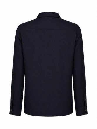 Brunello Cucinelli Mens Overshirt Virgin Wool Navy Blue Shirt