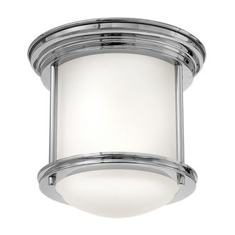 Netlighting Hinkley Hadrian 1 Light Flush Mount Chrome with Opal Glass IP44 in Grey