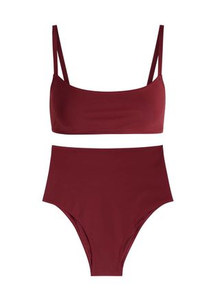 Lido Leslie Amon Paloma Printed Designer Yellow Bikini, L - Dark Red - M (UK12 / M)