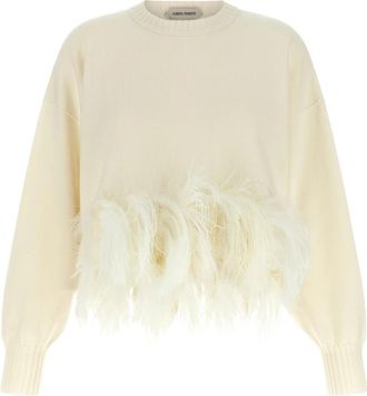 Alberta Ferretti Cropped Jersey - Dames - Ronde hals truien - Wit - XS - Wol - Truien & Vesten