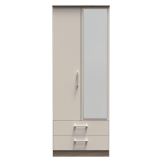 Welcome Furniture Stamford Ready Assembled Wardrobe with 2 Doors and 2 Drawers with Mirror - Kashmir Matt / Darkolino - Welcome Furniture | TJ Hughes