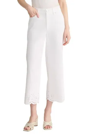 Jones New York Lexington Straight Leg Crop Pants in Soft White at Nordstrom, Size 16