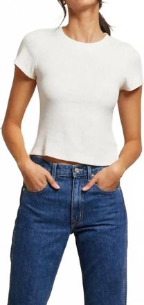 perfectwhitetee Gabby Sweater Rib Short Sleeve Crew Neck Tee In Sugar