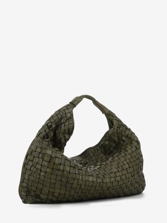 Campomaggi Borsa a spalla Atena con intreccio verde