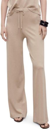 Mango Knit Drawstring Straight Leg Pants in Light/Pastel Grey at Nordstrom, Size X-Large