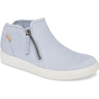 Ecco Soft 7 Mid Top Sneaker in Dusty Blue Leather at Nordstrom, Size 6-6.5Us