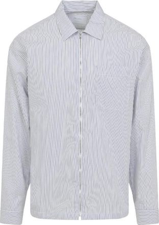 Prada Blue Zip Striped Shirt
