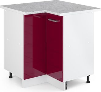 Vicco Mueble Esquinero Universal R-line, Rojo Burdeos Alto Brillo, 75.6 Cm Con Puerta, Con Encimera