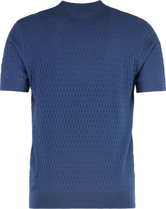 Paolo Pecora Mens Short-Sleeve Cotton Sweater Bluette Sweatshirts